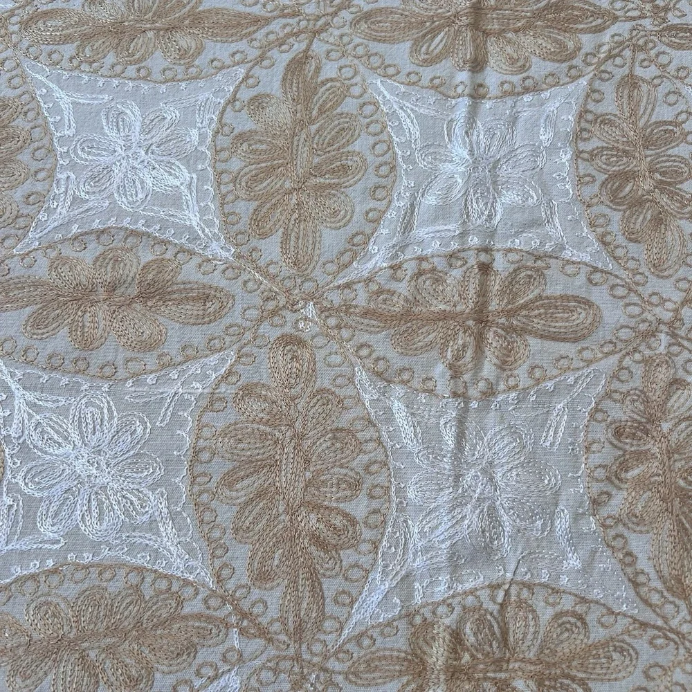 Vintage Aghabani Embroidered Orientalist Cotton Silk Tablecloth/11 Napkins 92x60